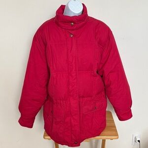 Eddie Bauer Nylon Down Feather Women's Red Puffer Jacket Size Large